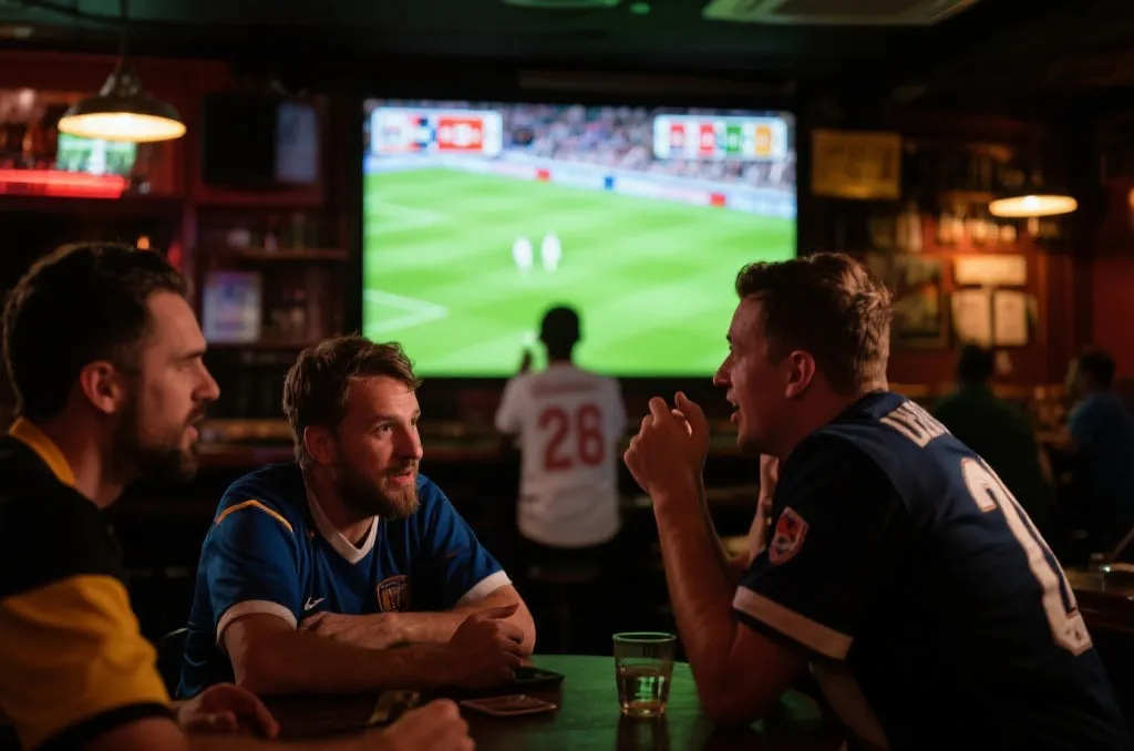 球迷在酒吧讨论球队实力和赔率