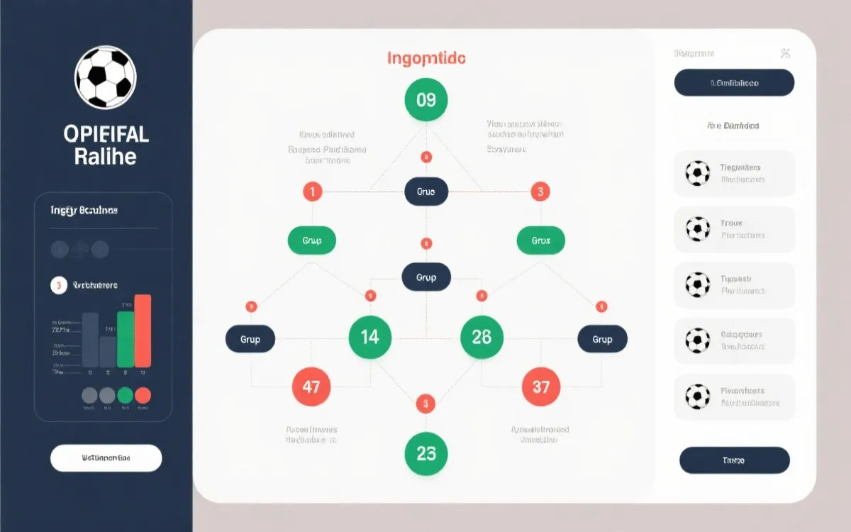 世界杯预选赛规则信息图风格的示意画面：分组、积分与附加赛通道